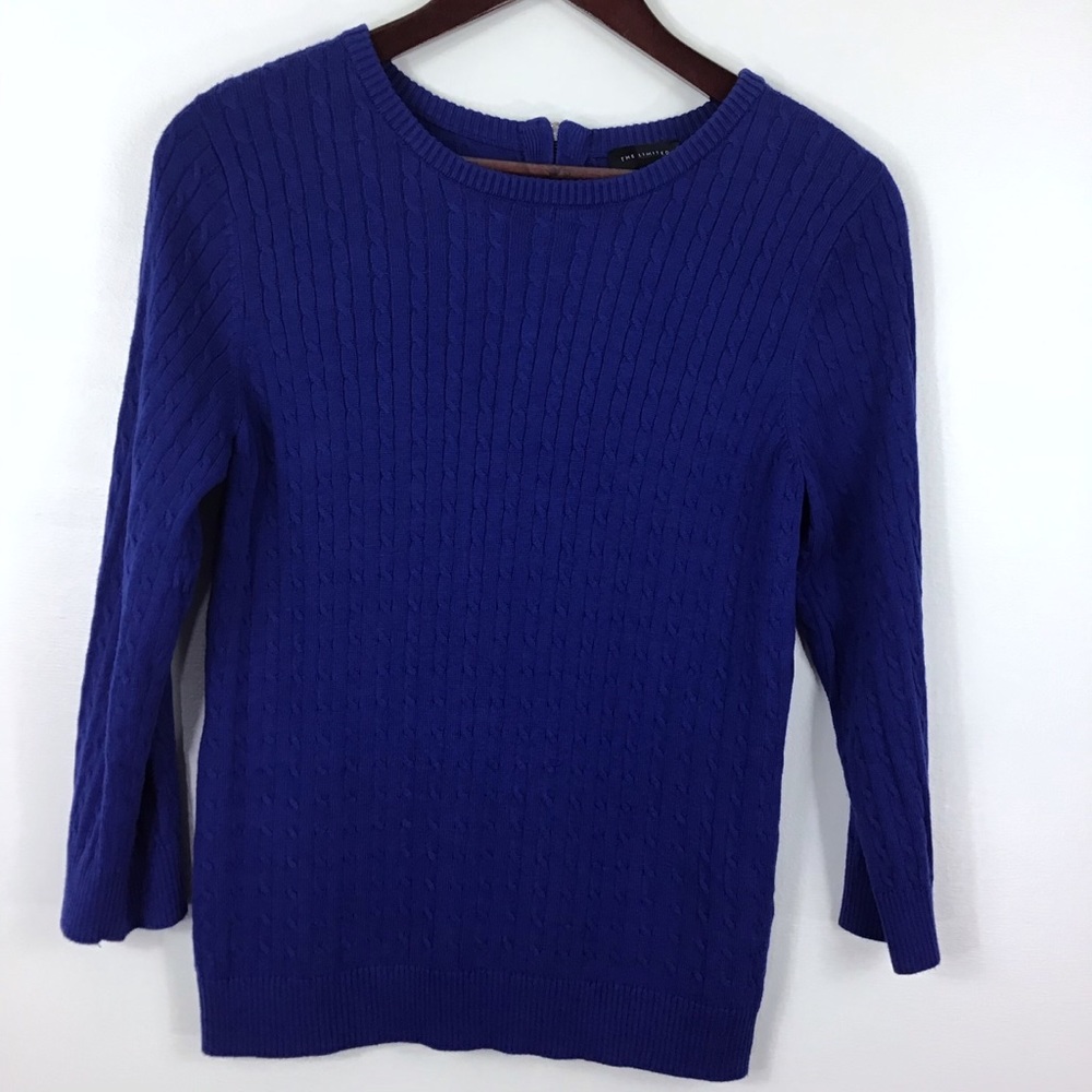 THE LIMITED Navy Crewneck Cable-knit Sweater M